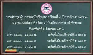 Read more about the article ประชุมผู้ปกครอง ภาคเรียนที่ 1 ปีการศึกษา 2563