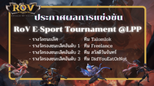 Read more about the article ประกาศผลการแข่งขัน RoV E-Sport Tournament @LPP